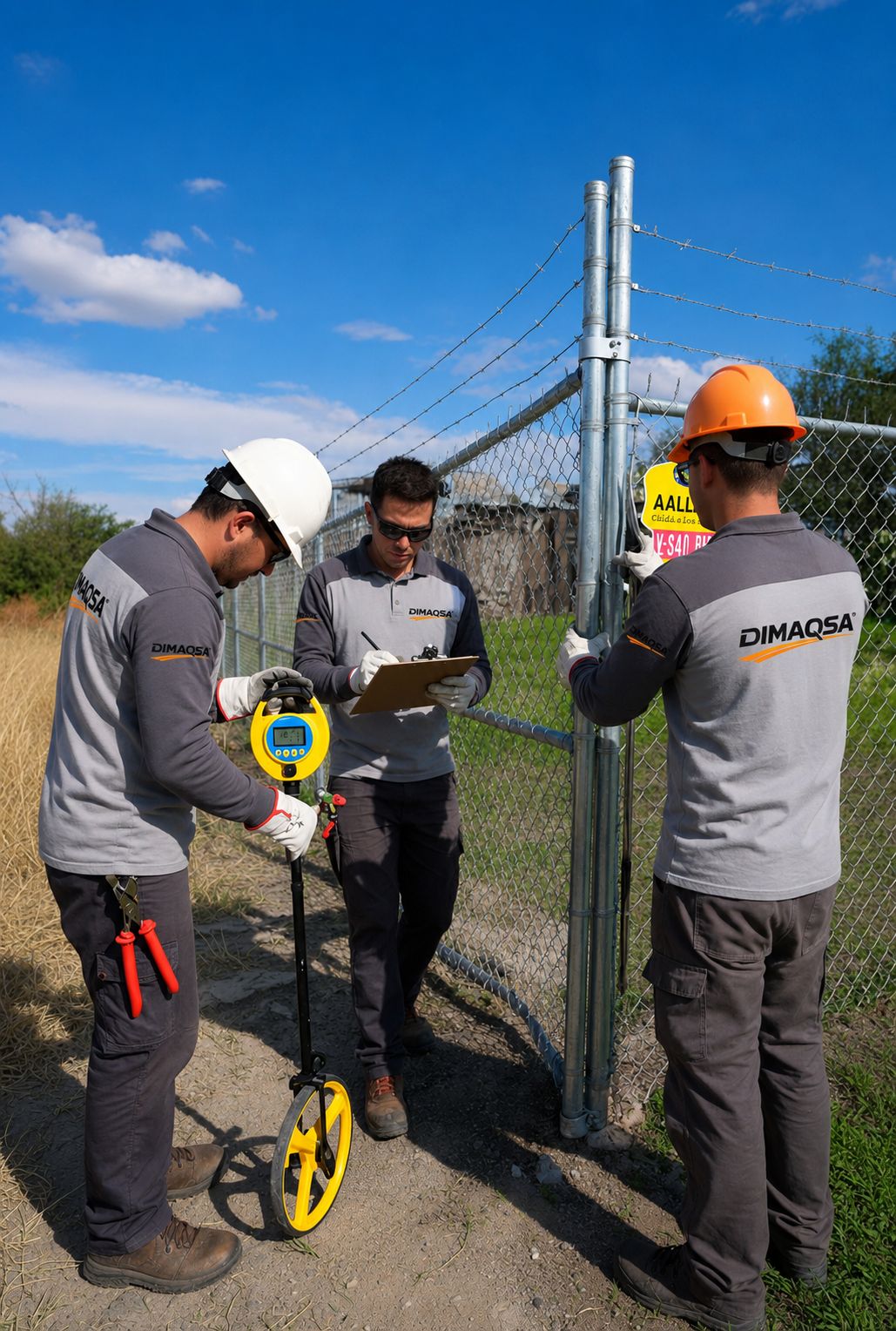 Cuadrilla Dimaqsa midiendo terreno para instalación